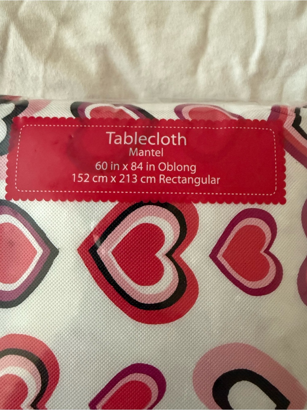 Heart Print Tablecloth in Pink and Red - With Brand